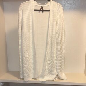 Yoki Textured White Women's Cardigan